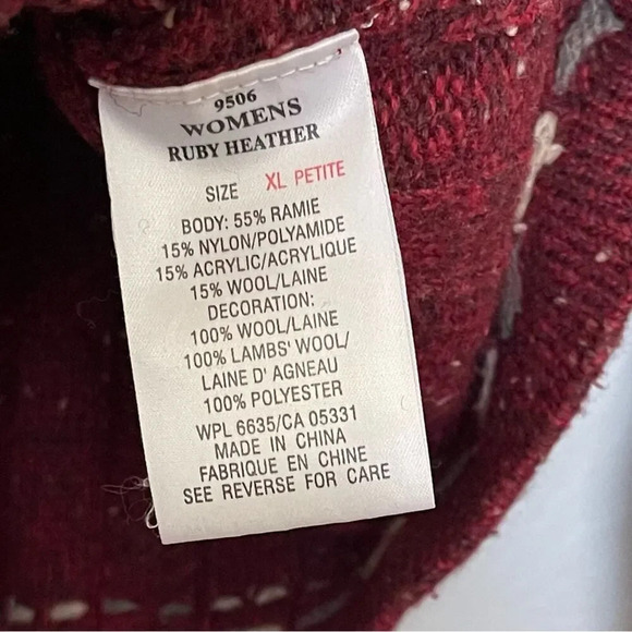 Woolrich Wool Blend 1/4 Zip Sweater Size XL Petite grandmacore Ruby Heather - Picture 3 of 7